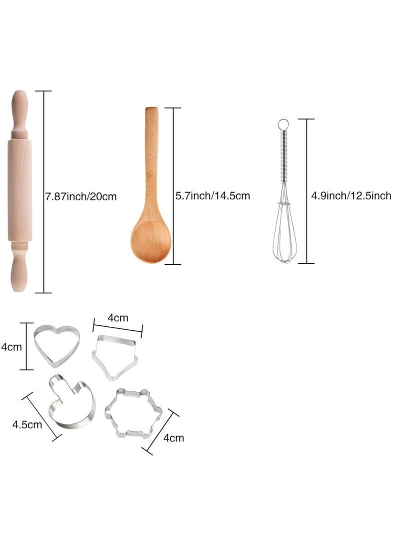 كابسترو مجموعة الخبز للأطفال - مريلة وقبعة وأدوات خبز للطبخ التخيلي واللعب الإبداعي والتعلم العملي | مجموعة لعب أدوار المطبخ بدون شاشات - طقم ملابس وردي - Image 5